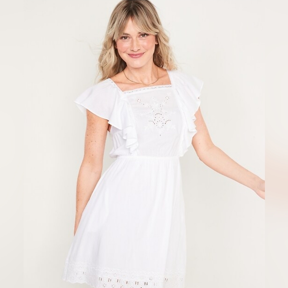 Elegant White Ruffle Dress